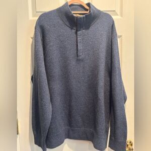 Raffi Men's Blue mock neck  quarter zip Sweater with button placket